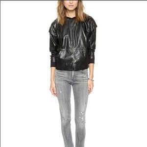 Faux Leather Hoodie